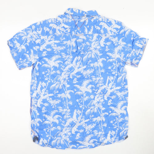 White Stuff Men's Blue Floral Cotton Shirt M