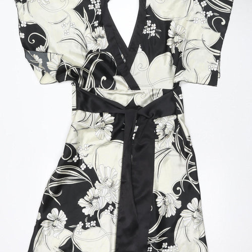 New Look Women's Black Floral Wrap Dress Size 14