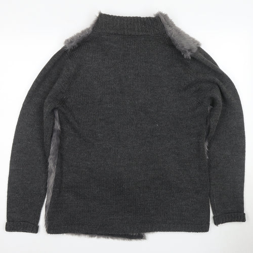 Cotton Traders Women's Grey Faux Fur Jacket Size 14