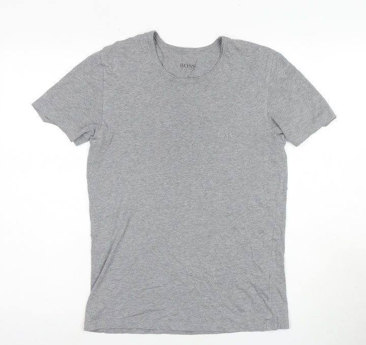 BOSS Men's Grey Short Sleeve Crew Neck T-Shirt, Size S