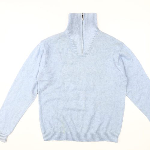 GANT Men's Blue High Neck Jumper M Knit Cotton Blend