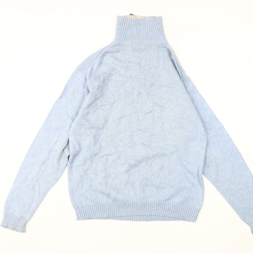 GANT Men's Blue High Neck Jumper M Knit Cotton Blend