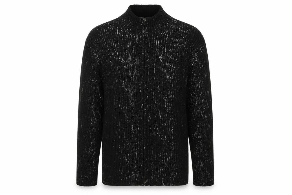 Front view of Petroleum Men's Black Full Zip Jumper, size L