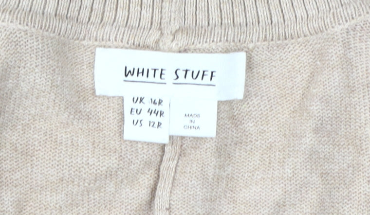 White Stuff Women's Beige Striped Cardigan Size 16