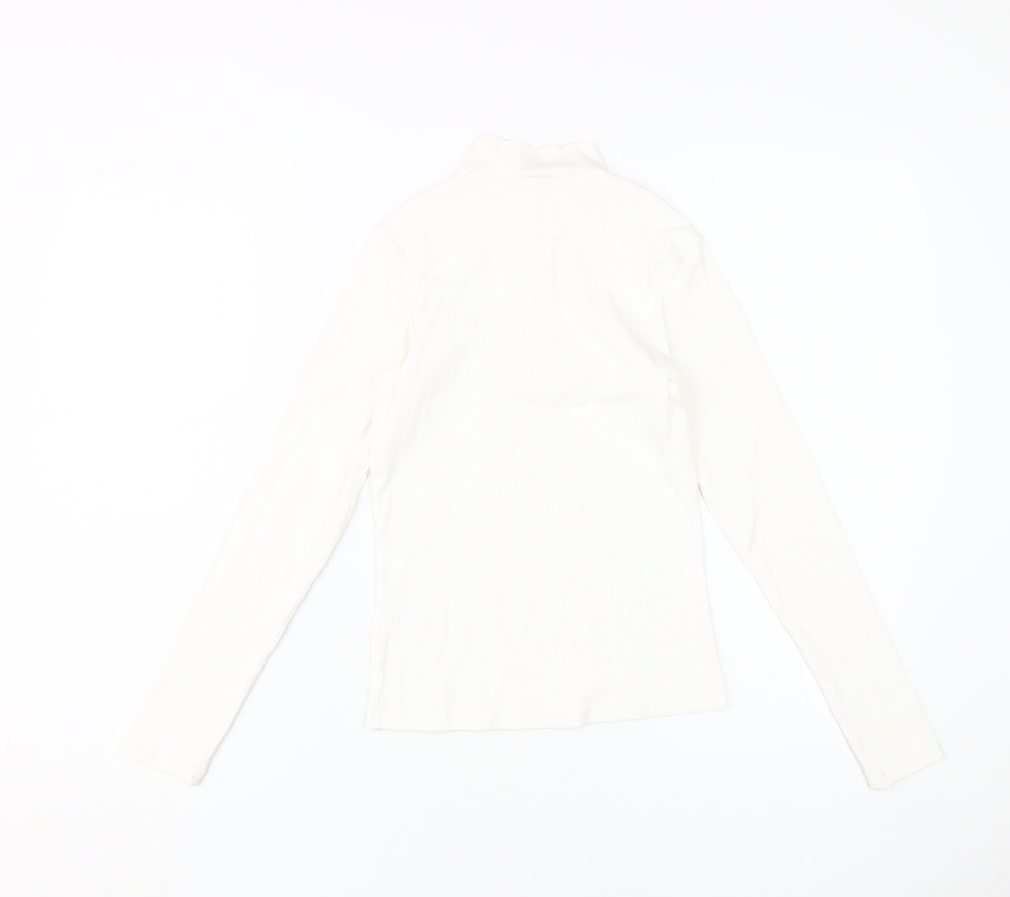 Monki Women's White Jersey Top, Size 12, Casual High Neck