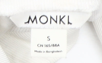 Monki Women's White Jersey Top, Size 12, Casual High Neck