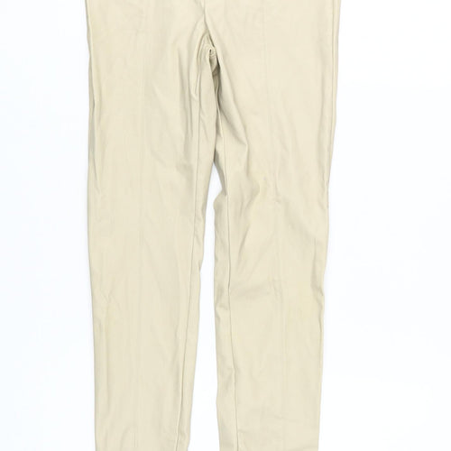 ZARA Women Beige Skinny Trousers S Casual Ankle Zip