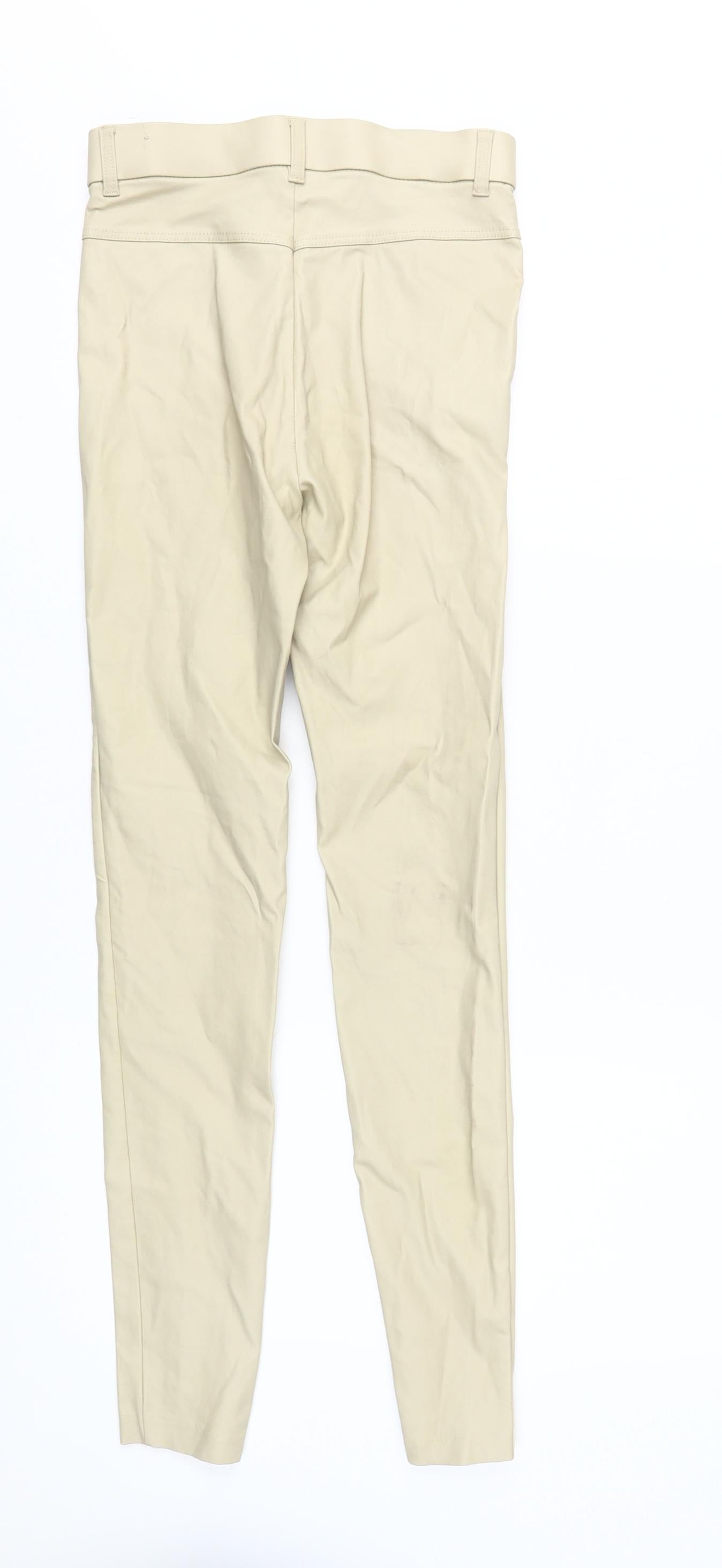 ZARA Women Beige Skinny Trousers S Casual Ankle Zip