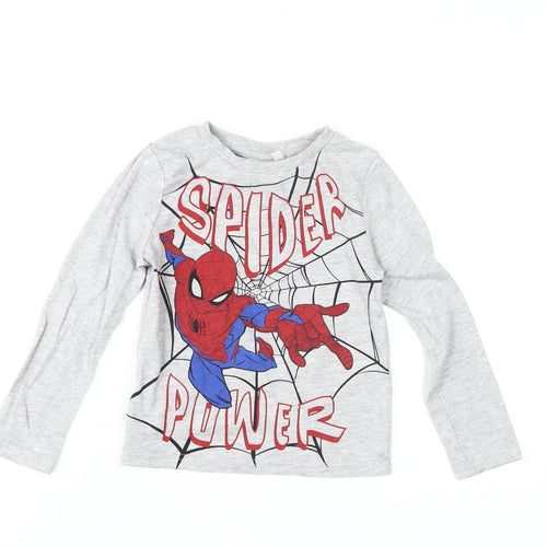 Boys Grey Spider-Man Graphic Long Sleeve T-Shirt 4-5 Years