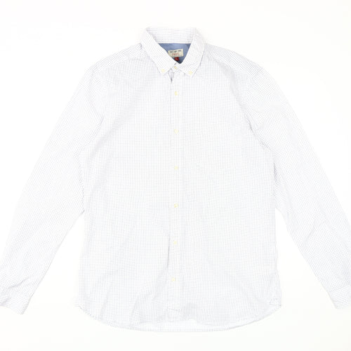 Next Men's White Check Dress Shirt L Regular Fit