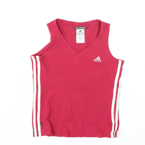 Adidas Women's Pink V-Neck Tank - Size 6