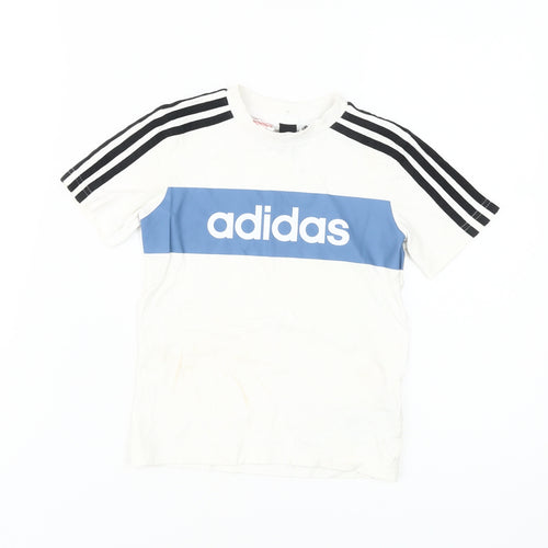 Adidas Boys White Graphic T-Shirt, Size 5-6 Years