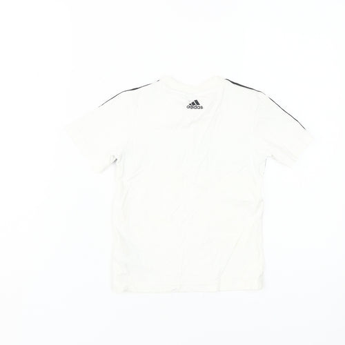 Adidas Boys White Graphic T-Shirt, Size 5-6 Years