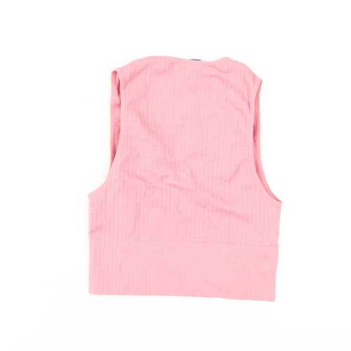 Stradivarius Women's Pink Cropped V-Neck Tank Top - Size S