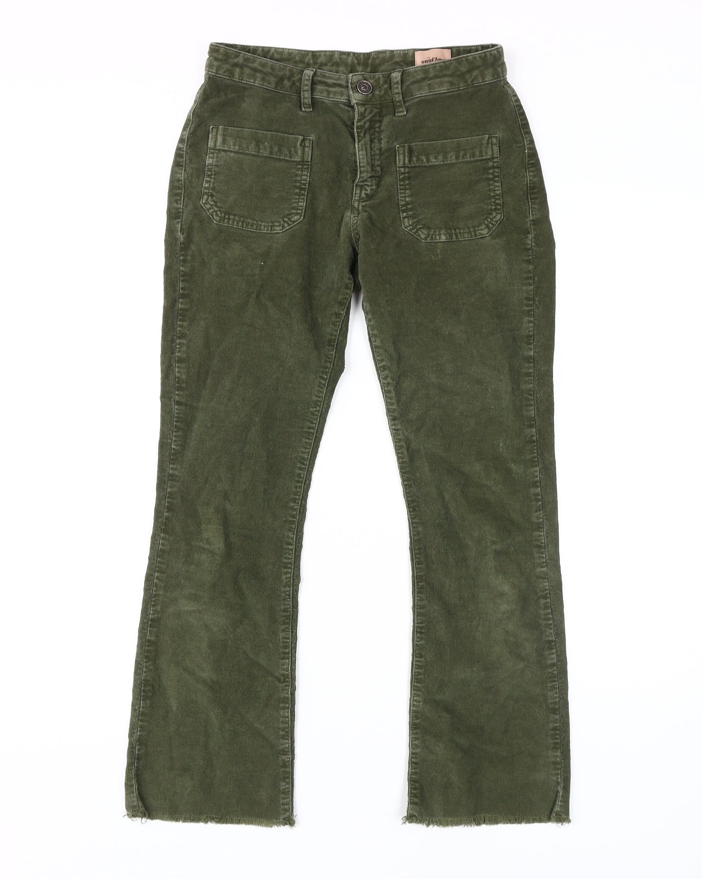 ottod'Ame Women's Green Corduroy Trousers Size 25