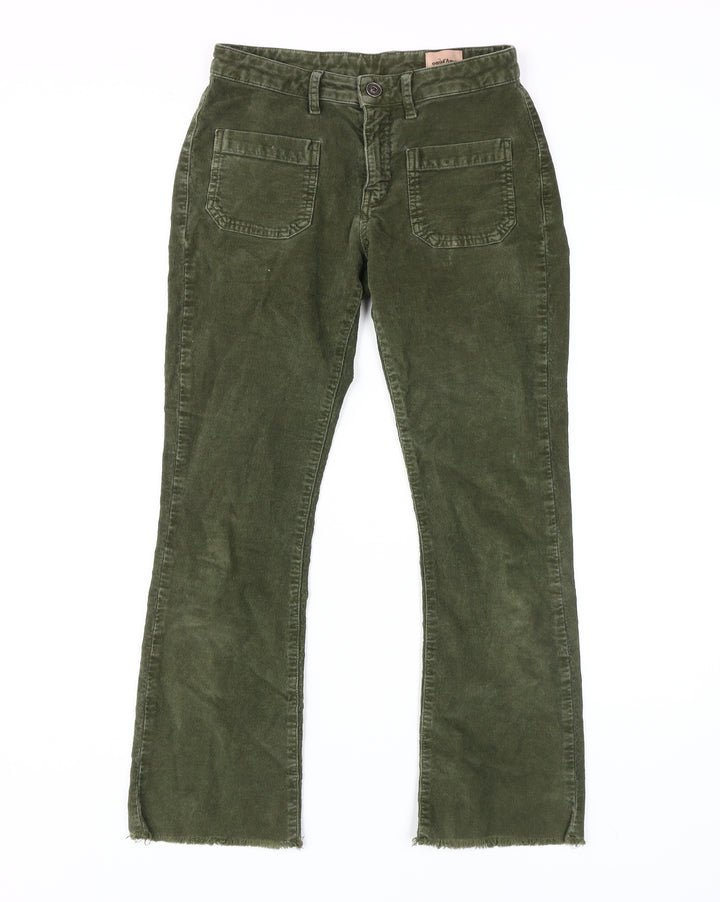 ottod'Ame Women's Green Corduroy Trousers Size 25