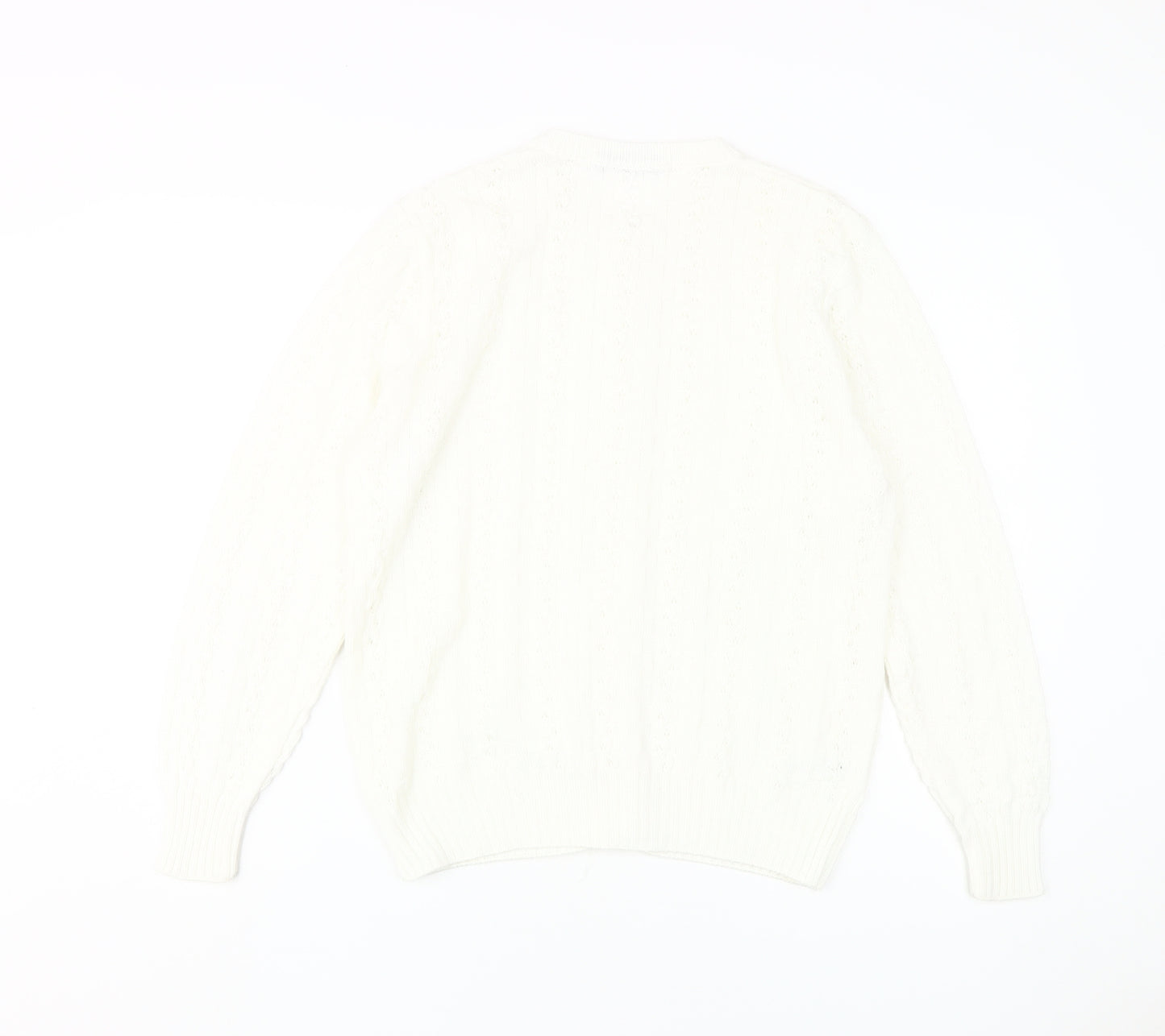 St Michael Women's White Cable-Knit Cardigan Size 12-14
