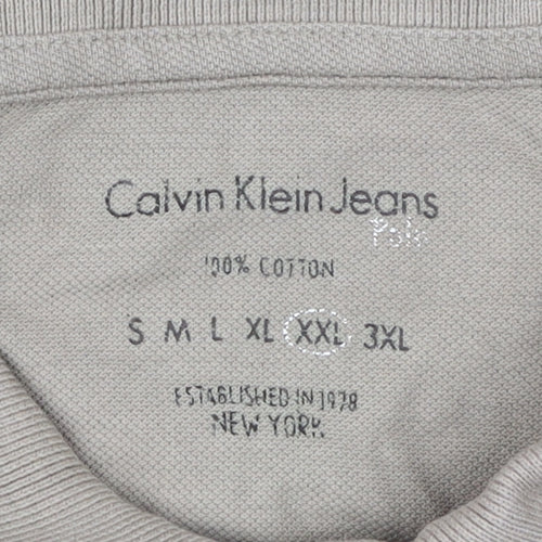 Calvin Klein Men Beige 2XL Short Sleeve Polo