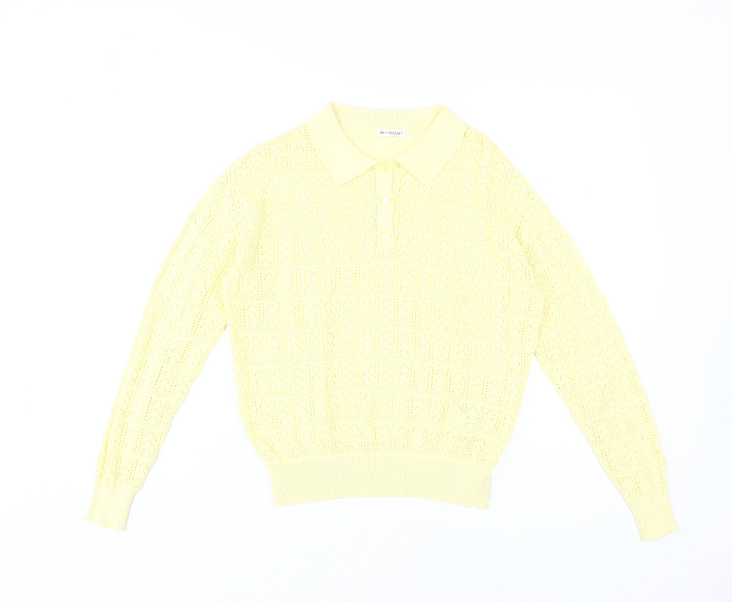 Anne Weyburn Yellow Women's Collared Pullover Jumper Size 12