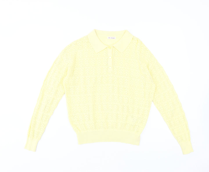 Anne Weyburn Yellow Women's Collared Pullover Jumper Size 12