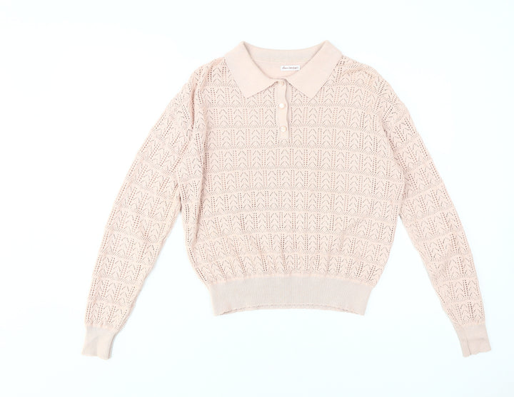 Anne Weyburn Women's Beige Collared Cardigan Size 10