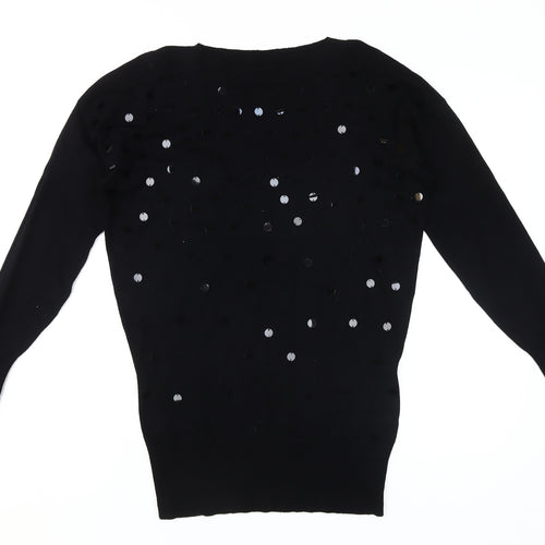 Wallis Women's Black Sequin Pullover Jumper M