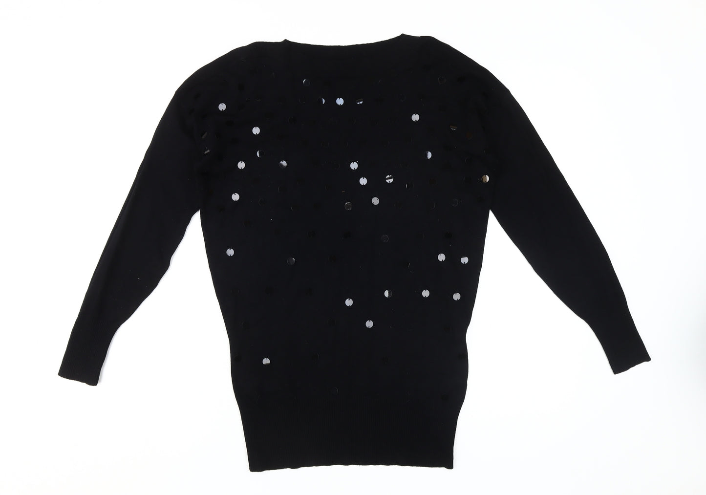 Wallis Women's Black Sequin Pullover Jumper M