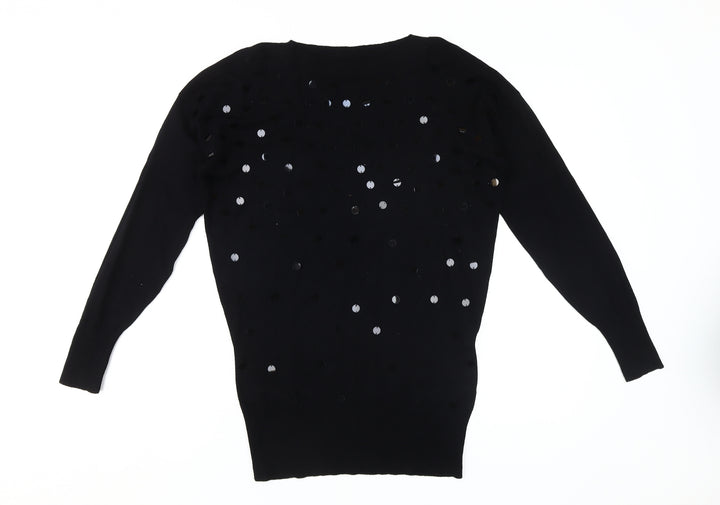 Wallis Women's Black Sequin Pullover Jumper M