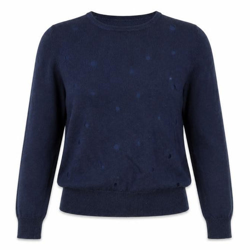 Country Casuals Women's Blue Knit Polka Dot Jumper S
