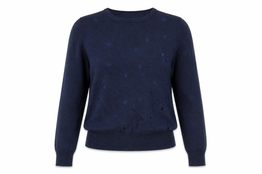 Country Casuals Women's Blue Knit Polka Dot Jumper S