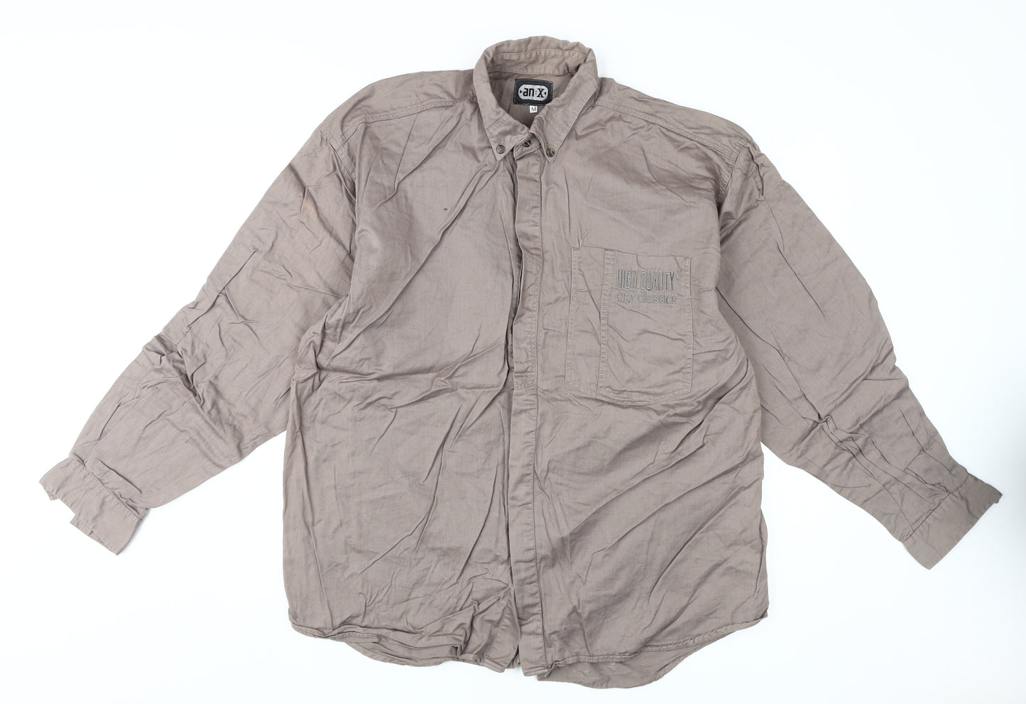 An-X Men's Beige M Classic Long Sleeve Formal Shirt