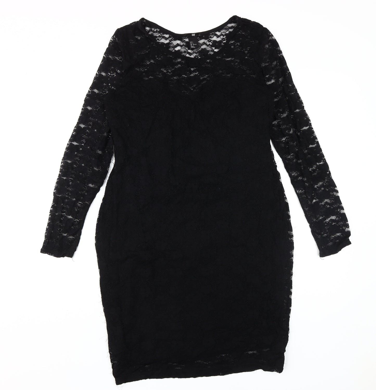 H&M Women's Black Lace Sheath Dress L