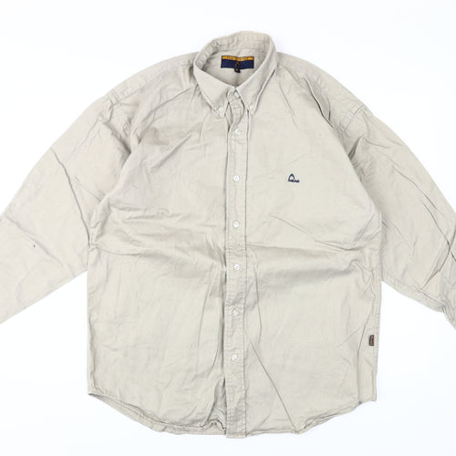 Head Originals Men's Beige Medium Button-Up Shirt