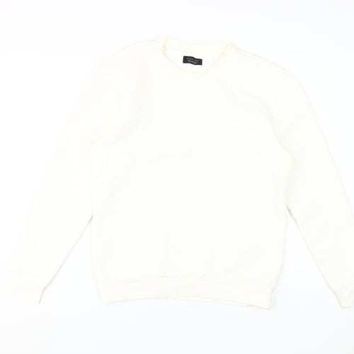 Zara Men's Ivory Pullover Sweatshirt, Medium