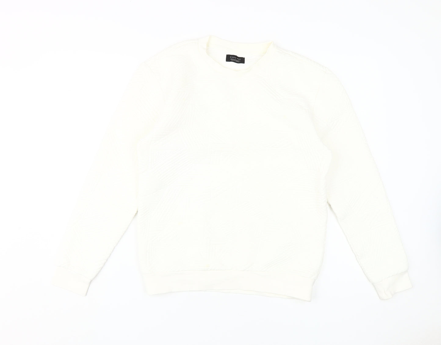 Zara Men's Ivory Pullover Sweatshirt, Medium