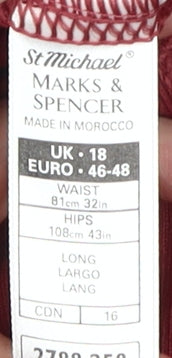 Marks and Spencer Women's Red Relaxed Trousers Size 18