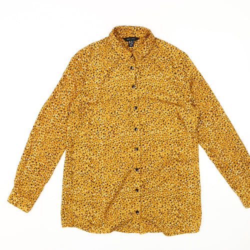 New Look Women's Orange Animal Print Button-Up Shirt