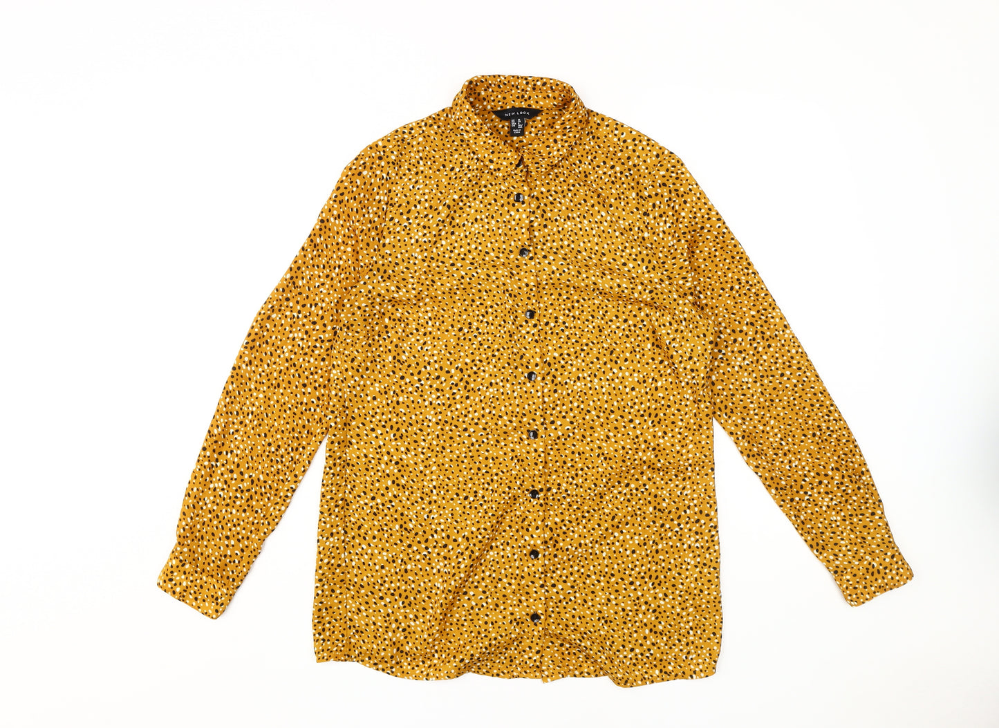 New Look Women's Orange Animal Print Button-Up Shirt