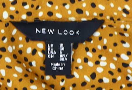 New Look Women's Orange Animal Print Button-Up Shirt