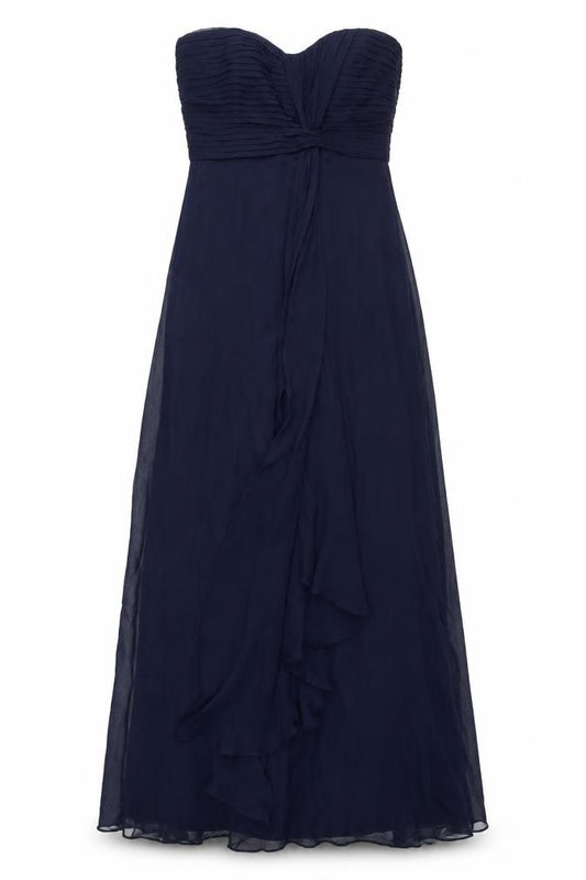 Coast Women's Blue Silk Strapless A-Line Dress Size 8