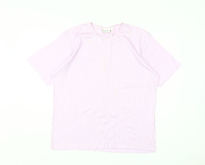 Canda Men's Pink Striped T-Shirt L