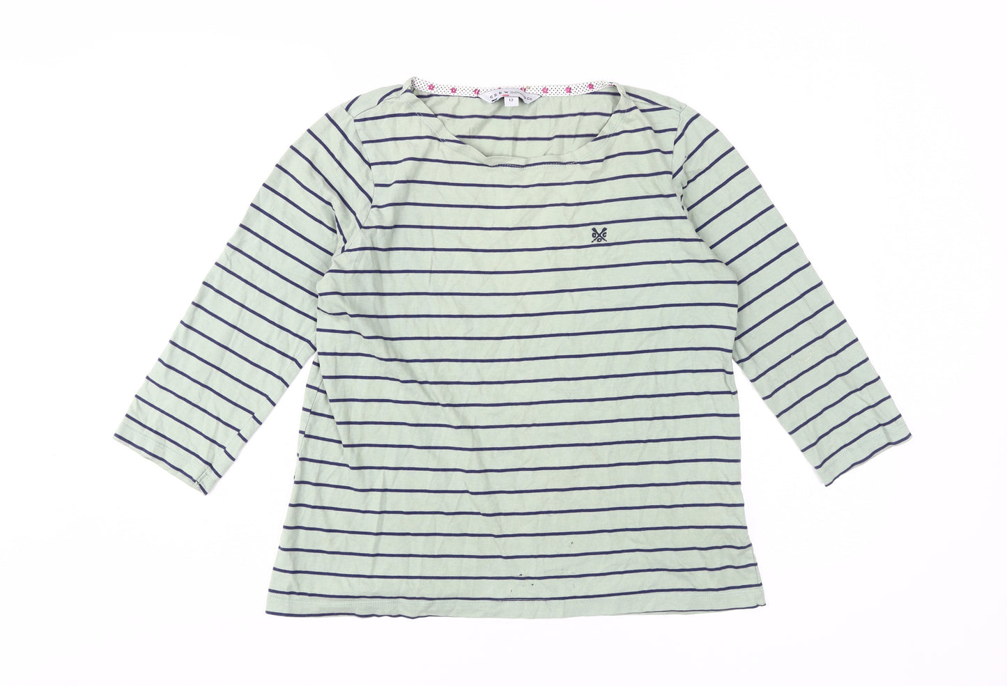 Crew Clothing Co. Women's Blue Striped T-Shirt, Size 12