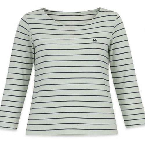 Crew Clothing Co. Women's Blue Striped T-Shirt, Size 12