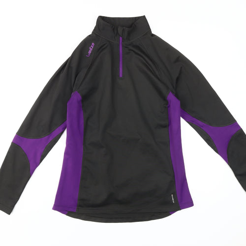 Wedze Women's Black/Purple 1/4 Zip Ski Pullover, Size 12