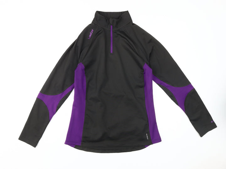 Wedze Women's Black/Purple 1/4 Zip Ski Pullover, Size 12