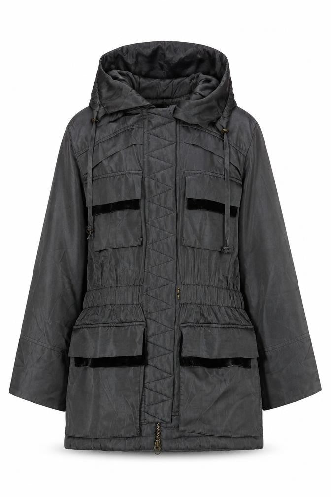 Front view of Nanette Lepore Women's Green Hooded Parka Jacket XS