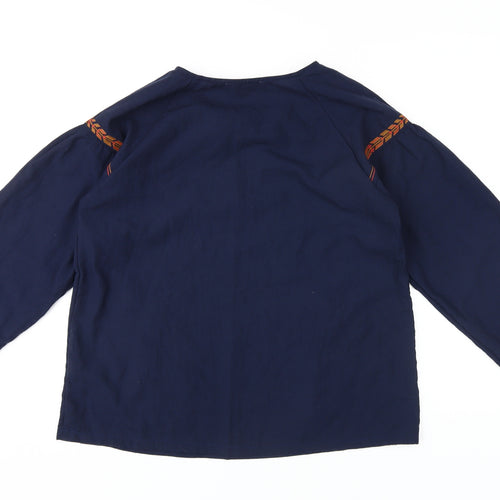 Grace & Mila Women's Blue Embroidered Blouse, Size S, Casual Elegance