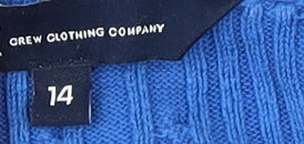 Crew Clothing Women Blue Cotton Pullover Jumper Size 14