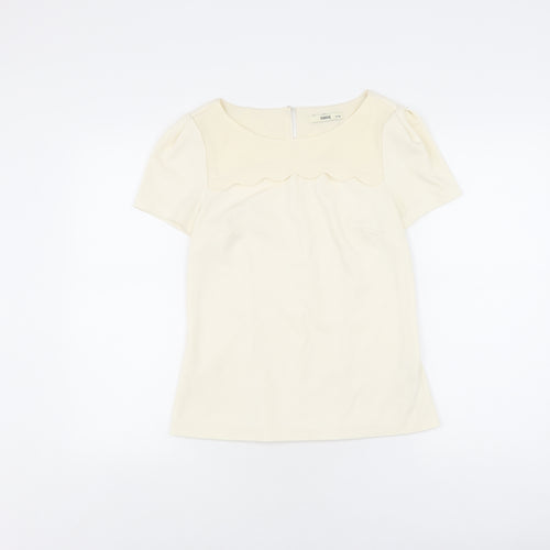 Oasis Women’s Ivory Blouse, Size 10, Short Sleeve