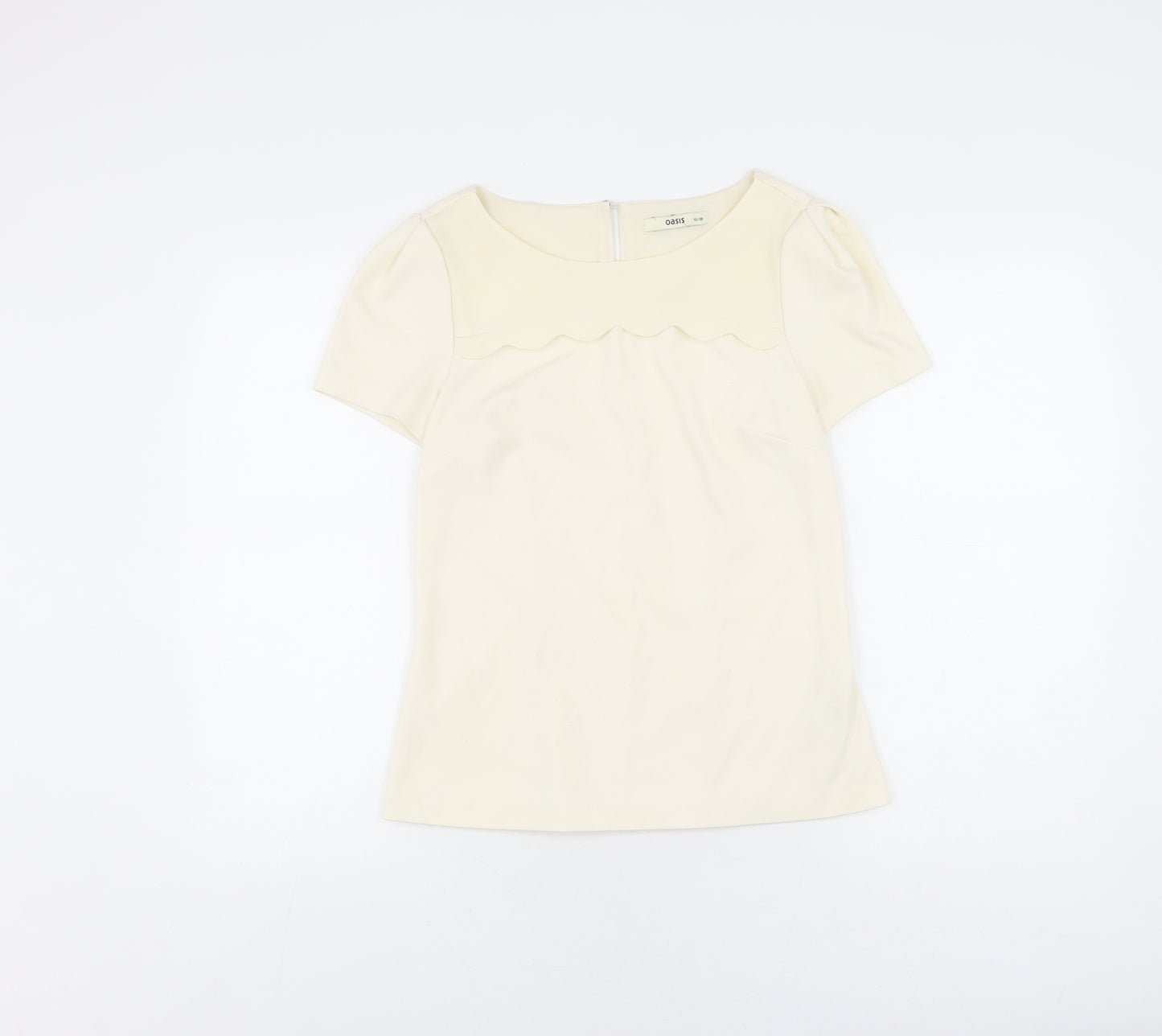 Oasis Women’s Ivory Blouse, Size 10, Short Sleeve